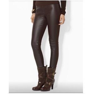 Ralph Lauren Faux Leather Wine Colored Pants